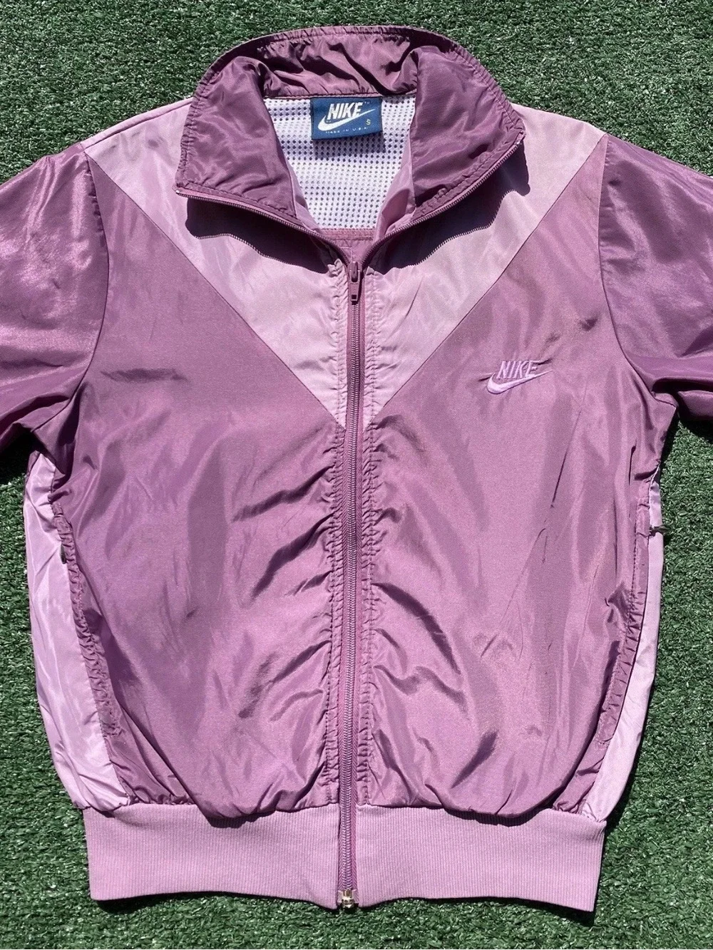 VTG 80’s Nike Spellout Swoosh Colorblock Windbreaker Jacket Womens XXS USA Made